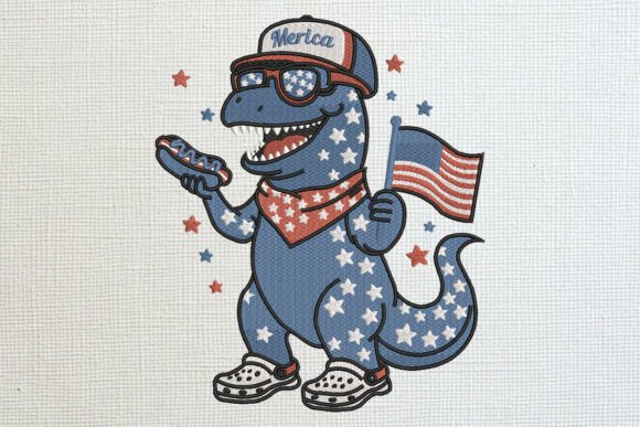 Patriotic T-Rex Dinosaur Embroidery Desi Review