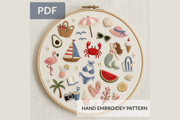 Summer Beach Hand Embroidery Pattern PDF Review