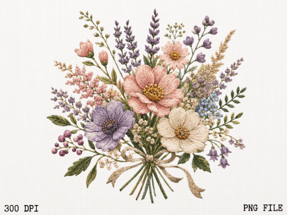Wildflower Bouquet Embroidery PNG Flor Review